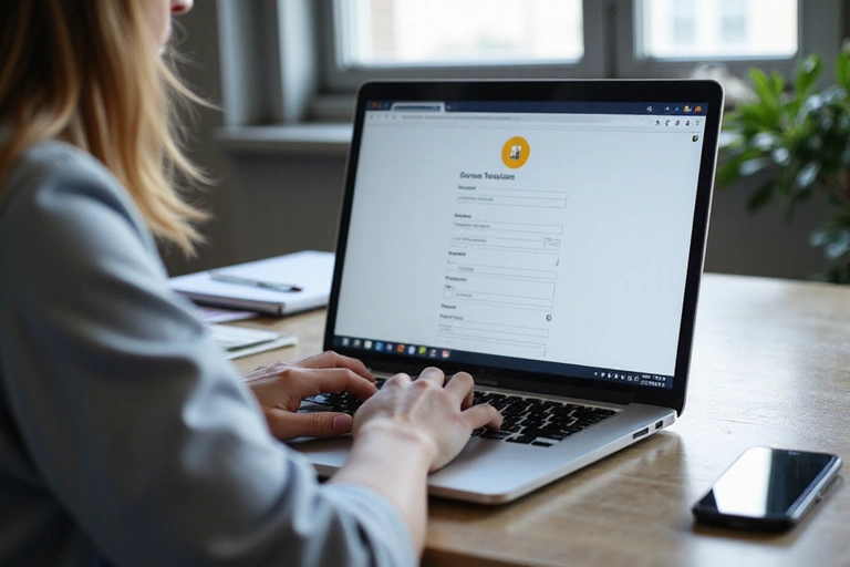 Žena vyplňuje online formulář s osobními údaji